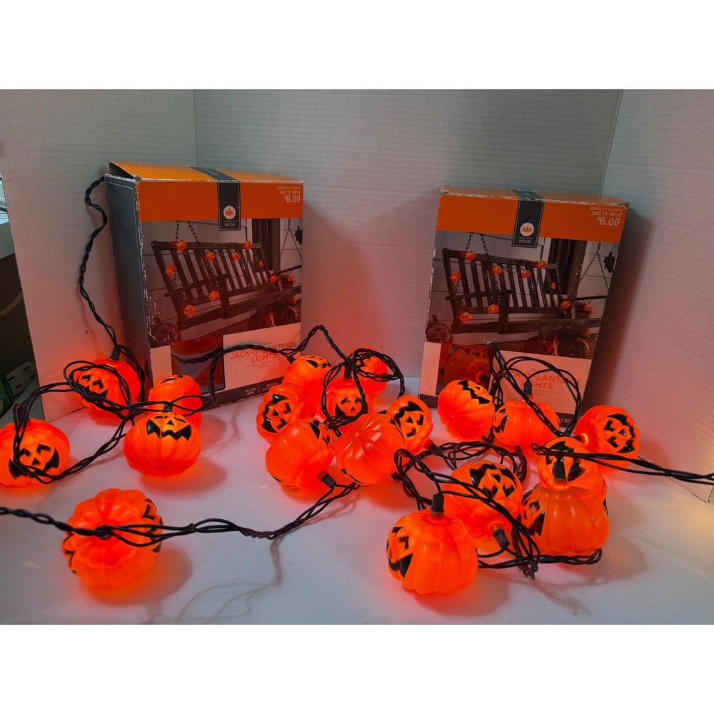 2 Boxes - Halloween Jack-O-Lantern Pumpkin String Lights 20 Count Decorations